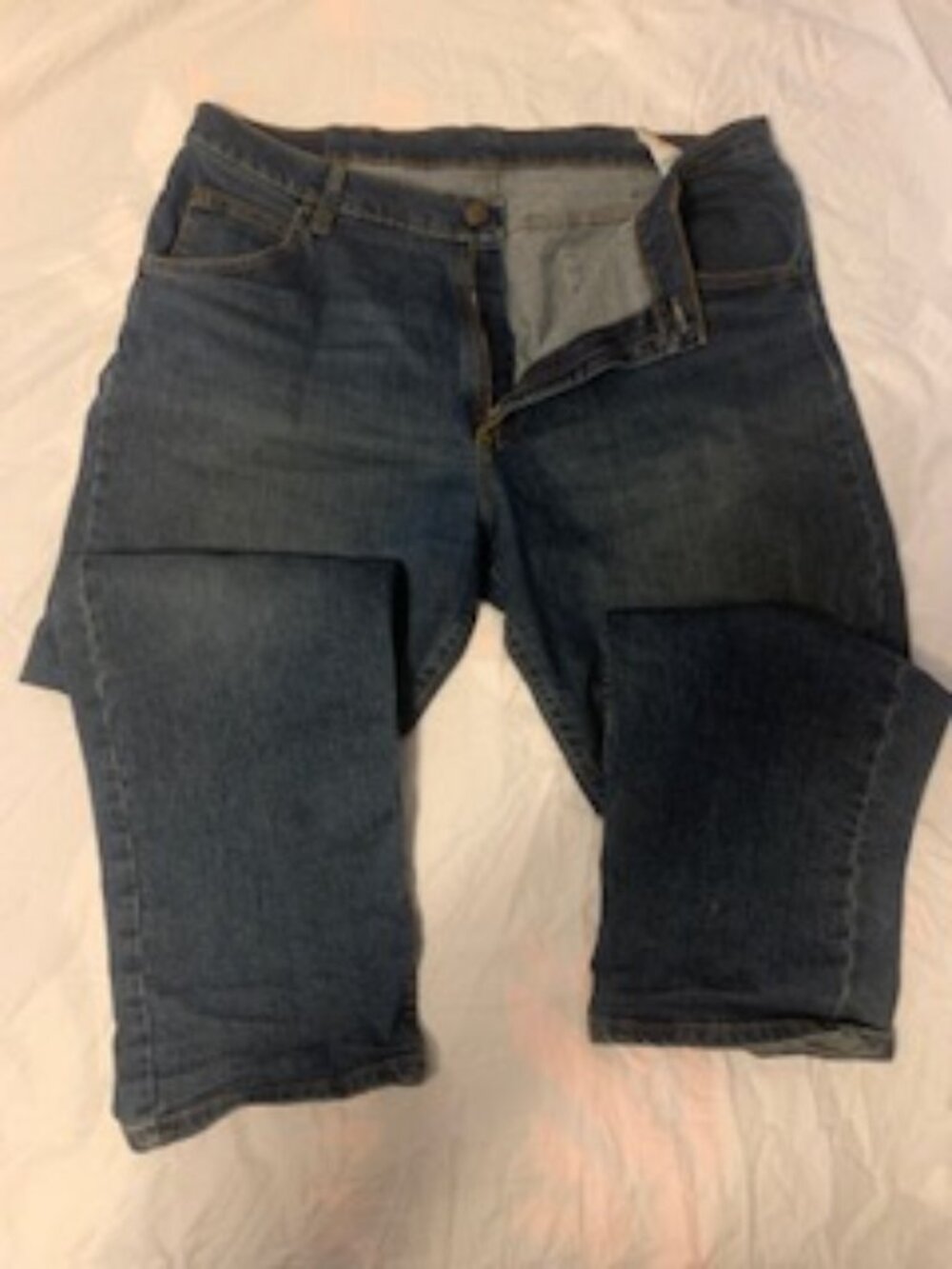 Wrangler Jeans Mens 38x30 Blue Premium Quality Straight Stretch Denim 1097FXWXD